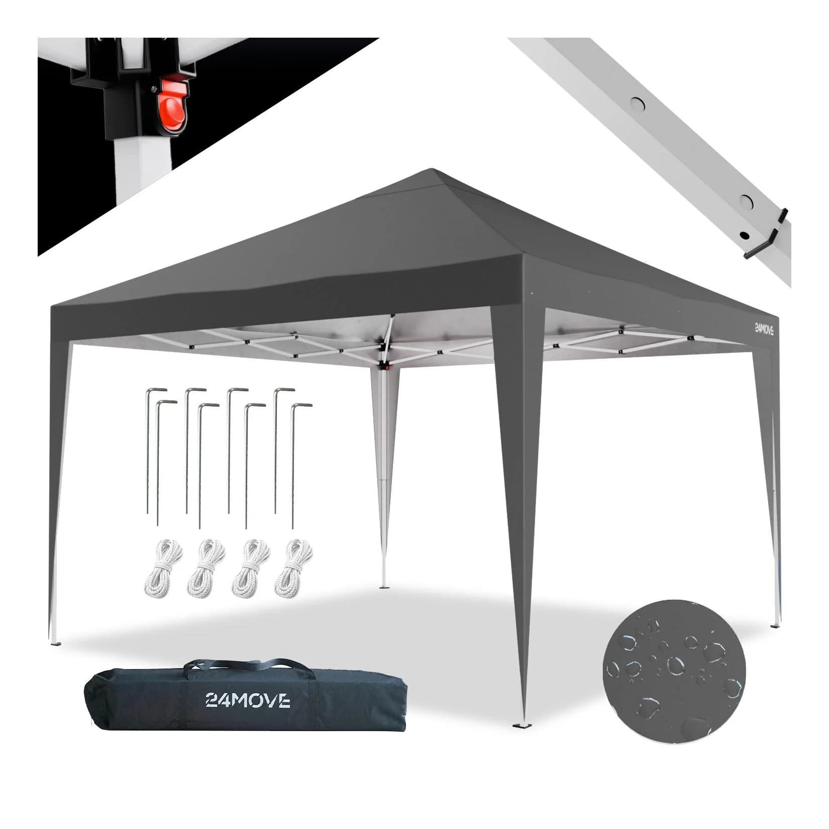 24MOVE® Pavillon Santos 3x3m Pop-Up UV-Schutz 50+ Wasserdicht & Winterfest