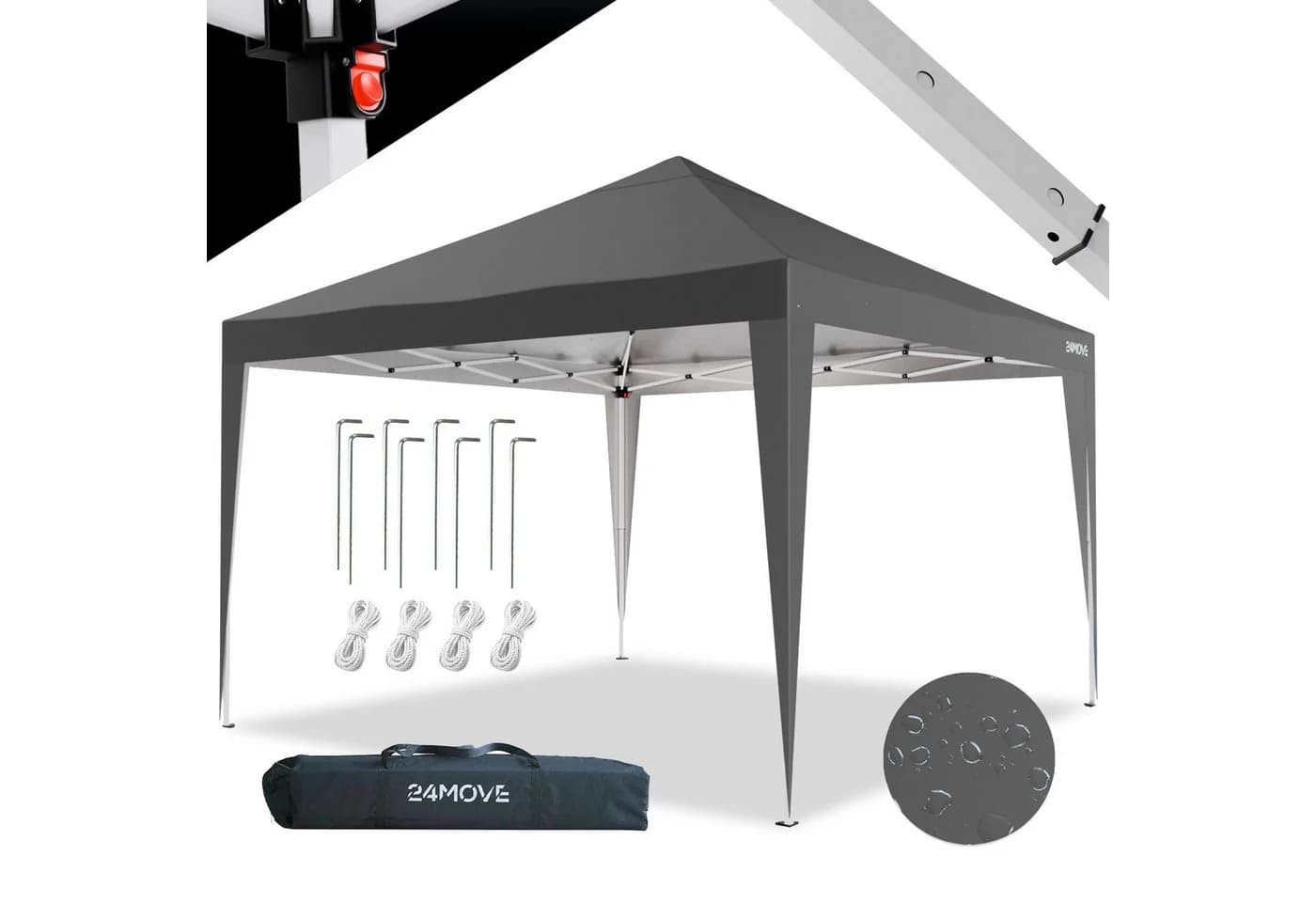 24MOVE® Pavillon Santos 3x3m Pop-Up UV-Schutz 50+ Wasserdicht & Winterfest - Bild 2