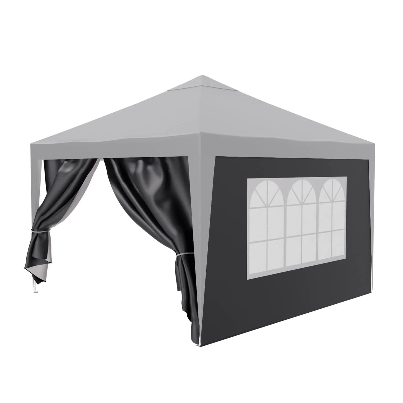24MOVE® Pavillon Seitenteile 2er Set 2x3m Grau Wasserdicht