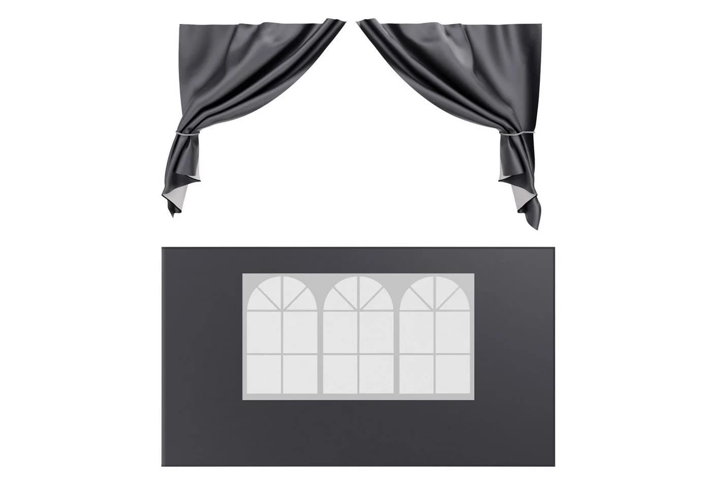 24MOVE® Pavillon Seitenteile 2er Set 2x3m Grau Wasserdicht - Bild 2