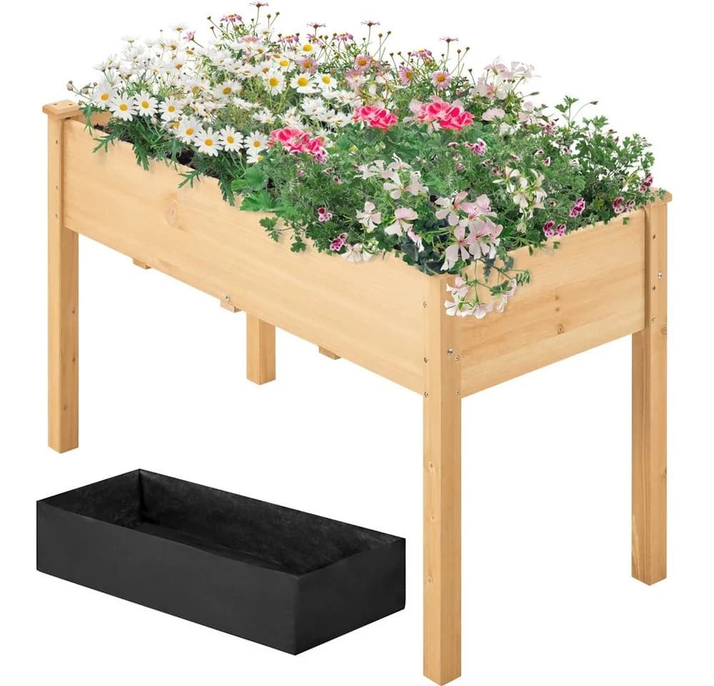 Yaheetech Hochbeet aus massivem Tannenholz, hellbraun, 120,5x59x76 cm - Bild 2