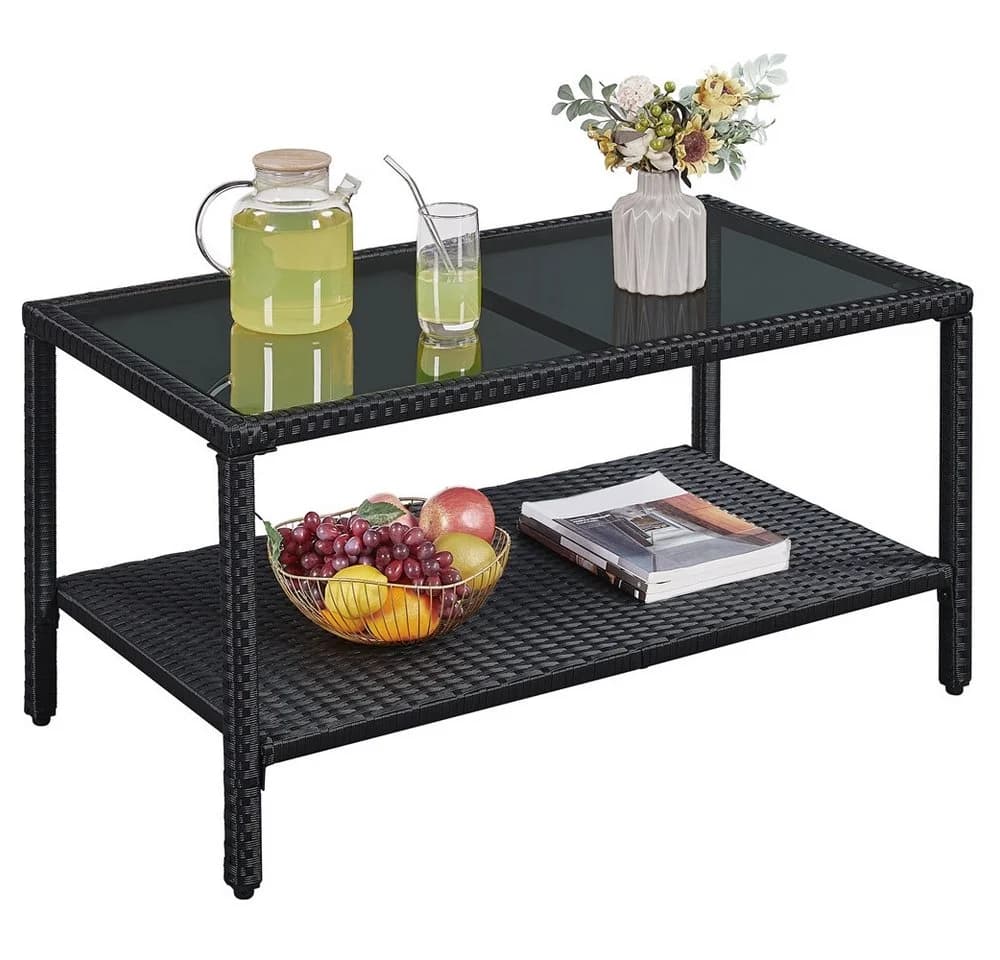 Yaheetech Gartentisch Balkontisch Schwarz Rattanoptik - Bild 2