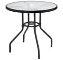 Yaheetech Gartentisch rund Ø70 cm mit Schirmloch & Glasplatte Bild 2