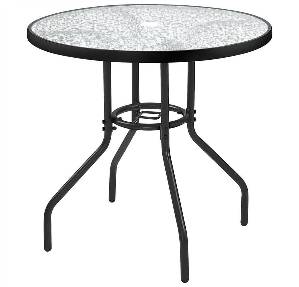 Yaheetech Gartentisch rund Ø70 cm mit Schirmloch & Glasplatte - Bild 2