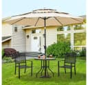 Yaheetech Gartentisch rund Ø70 cm mit Schirmloch & Glasplatte Bild 3