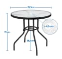 Yaheetech Gartentisch rund Ø70 cm mit Schirmloch & Glasplatte Bild 4