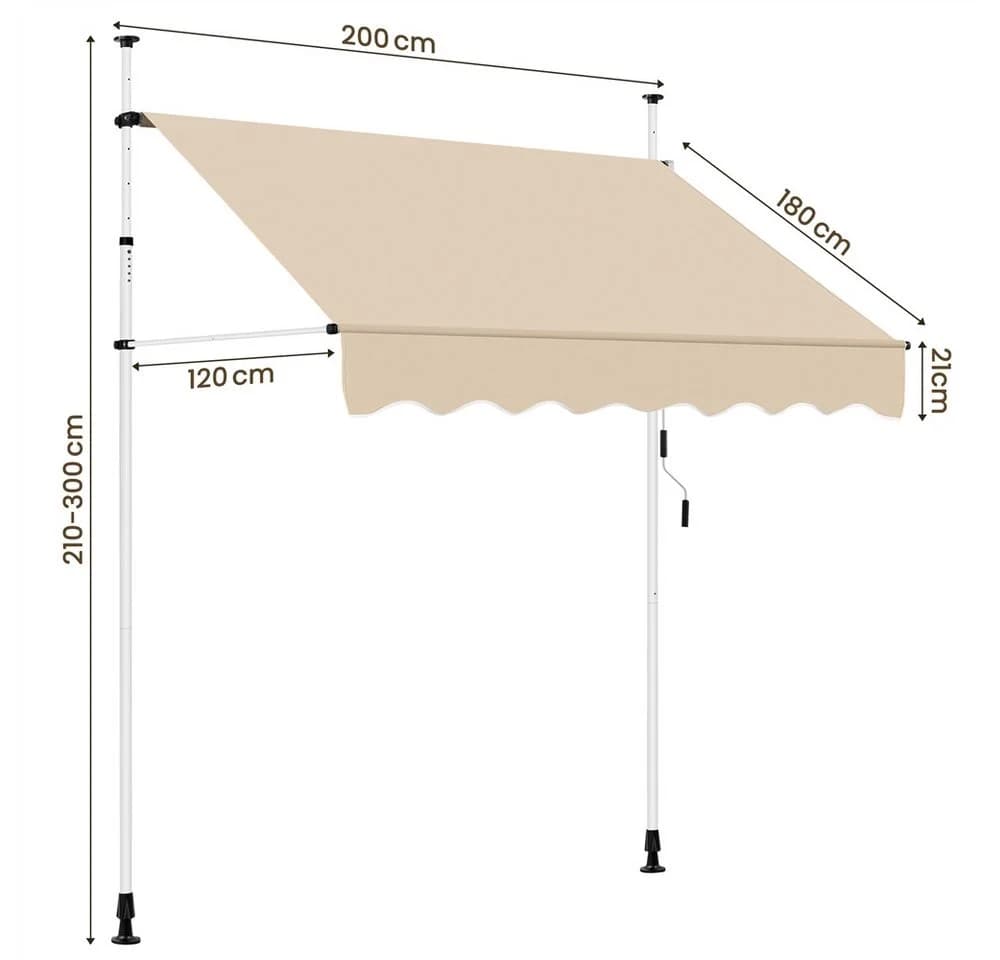 Yaheetech Klemmmarkise 150-300 cm Breite Sonnenschutz - Bild 4