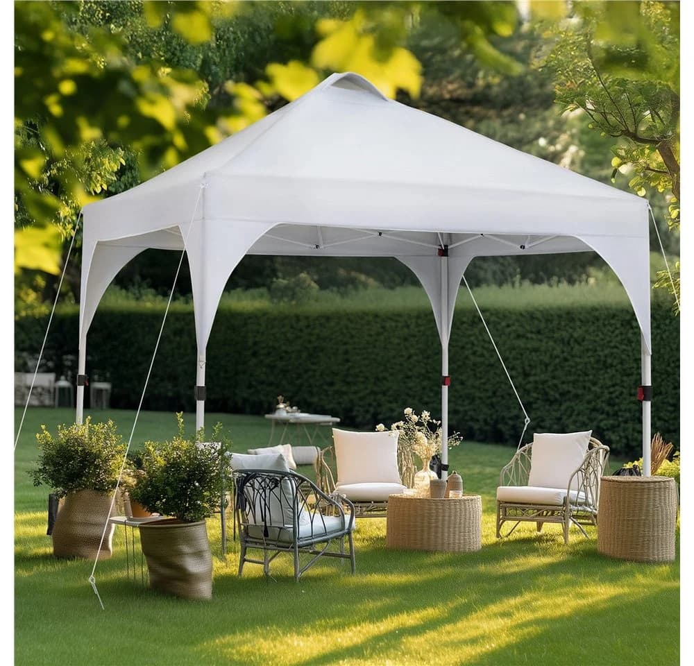 Yaheetech Faltpavillon 2,4x2,4m / 3x3m, mit 0 Seitenteilen, Pop up Pavillon Gartenpavillon mit Tragetasche, höhenverstellbar