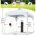 Yaheetech Faltpavillon 2,4x2,4m / 3x3m, mit 0 Seitenteilen, Pop up Pavillon Gartenpavillon mit Tragetasche, höhenverstellbar Bild 4