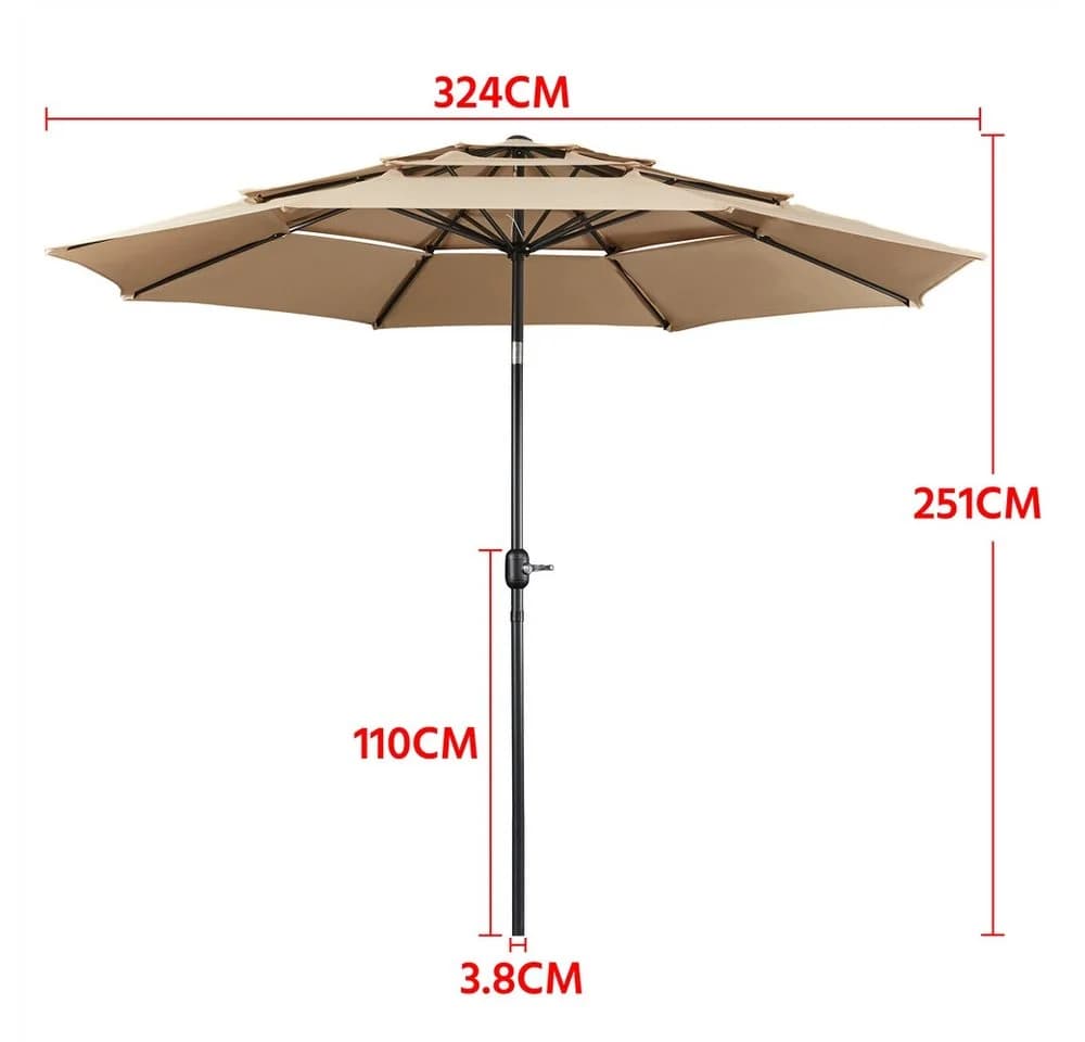 Yaheetech Sonnenschirm 324cm Outdoor UPF 50+ - Bild 4