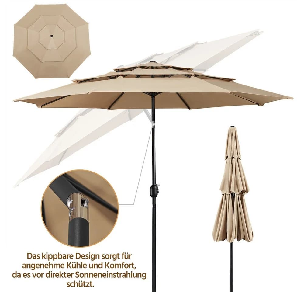 Yaheetech Sonnenschirm 324cm Outdoor UPF 50+ - Bild 5
