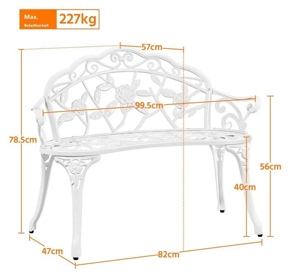 Yaheetech Gartenbank Metall 2-Sitzer Rosenmuster - Bild 4