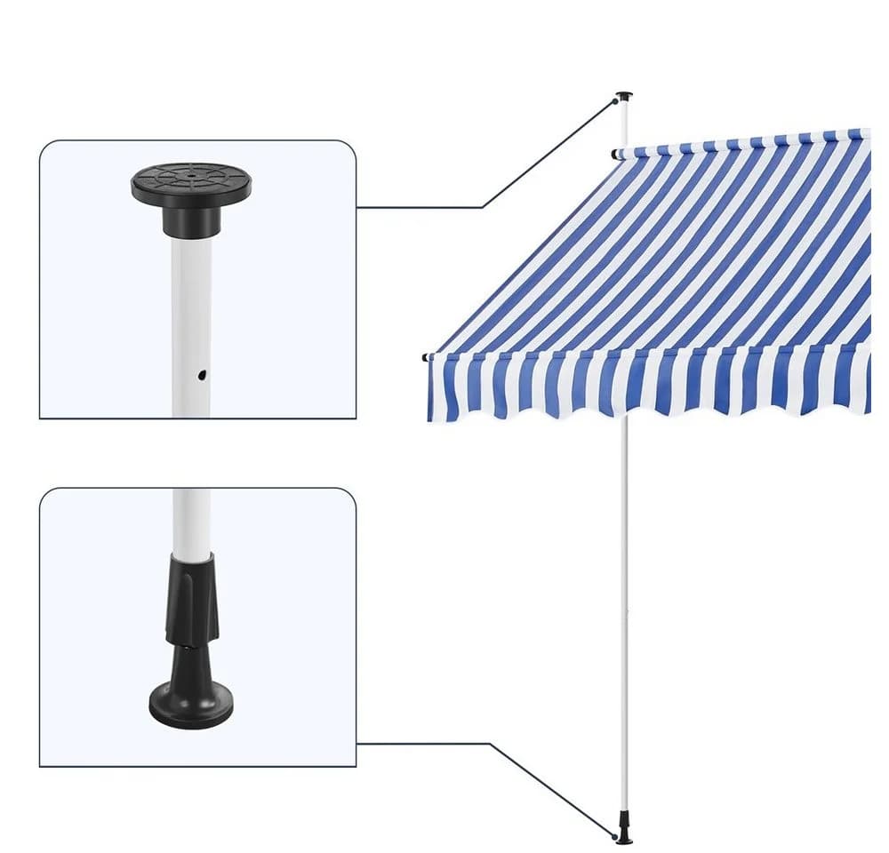 Yaheetech Klemmmarkise mit Handkurbel Blau/Weiß - Bild 5