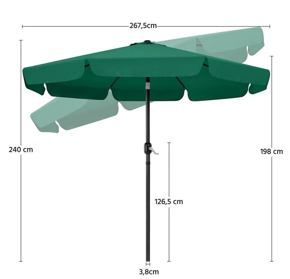 Yaheetech Sonnenschirm 268 cm Kippbarer UV-Schutz Kurbelschirm - Bild 4