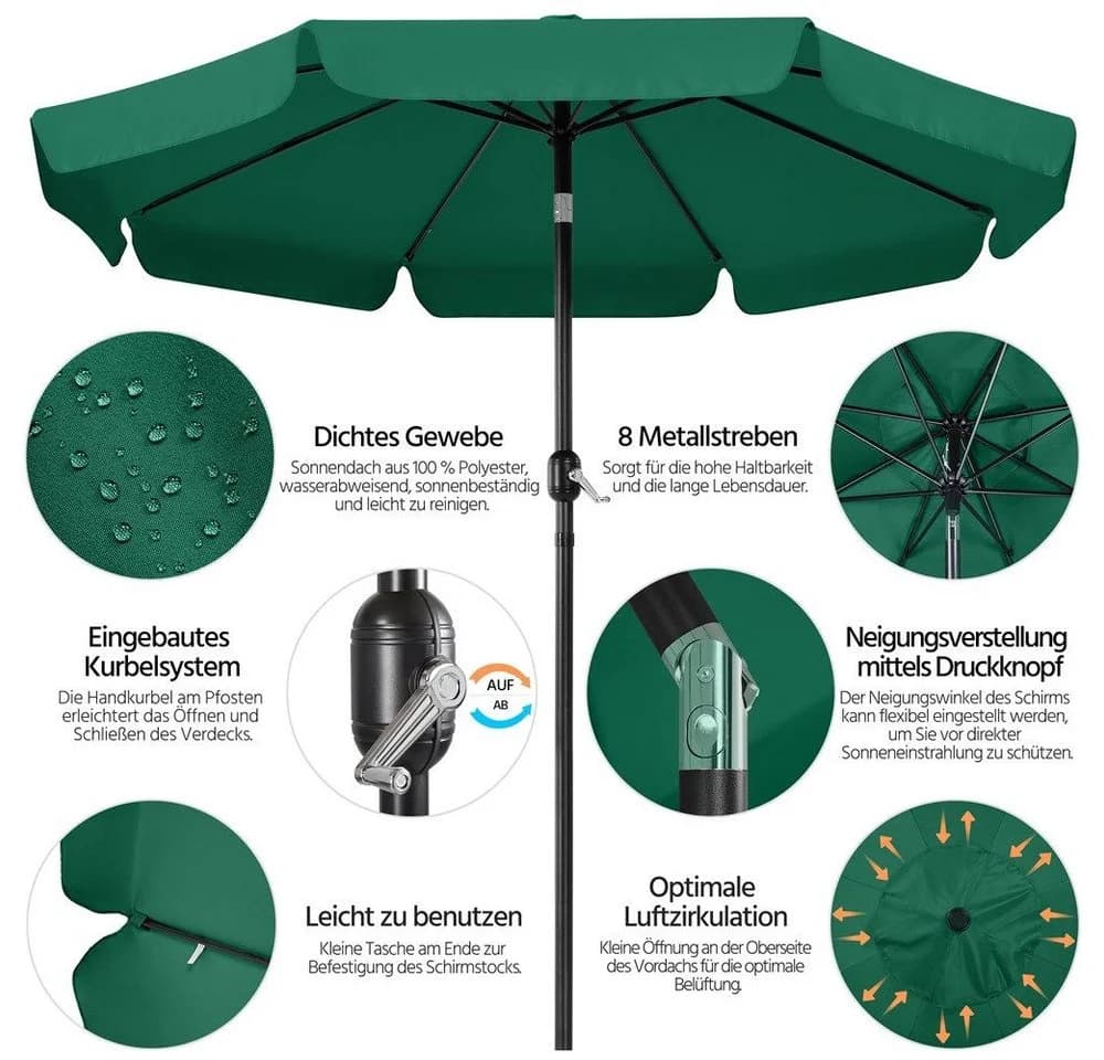 Yaheetech Sonnenschirm 268 cm Kippbarer UV-Schutz Kurbelschirm - Bild 5