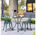 Yaheetech Balkonset 3-teilig Gartenmöbel-Set Metall Retro-Blumenmuster Bild 1