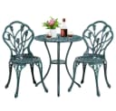 Yaheetech Balkonset 3-teilig Gartenmöbel-Set Metall Retro-Blumenmuster Bild 2