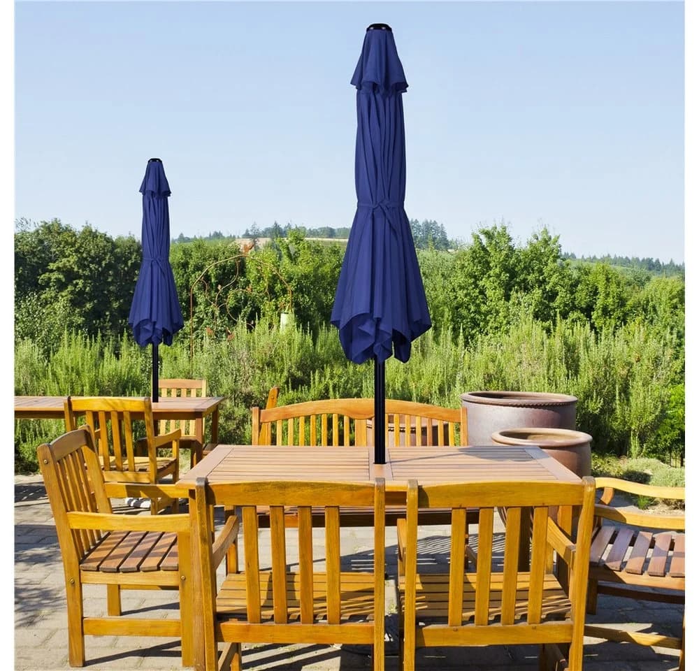 Yaheetech Sonnenschirm Blau mit Kurbel und Neigung - Bild 3