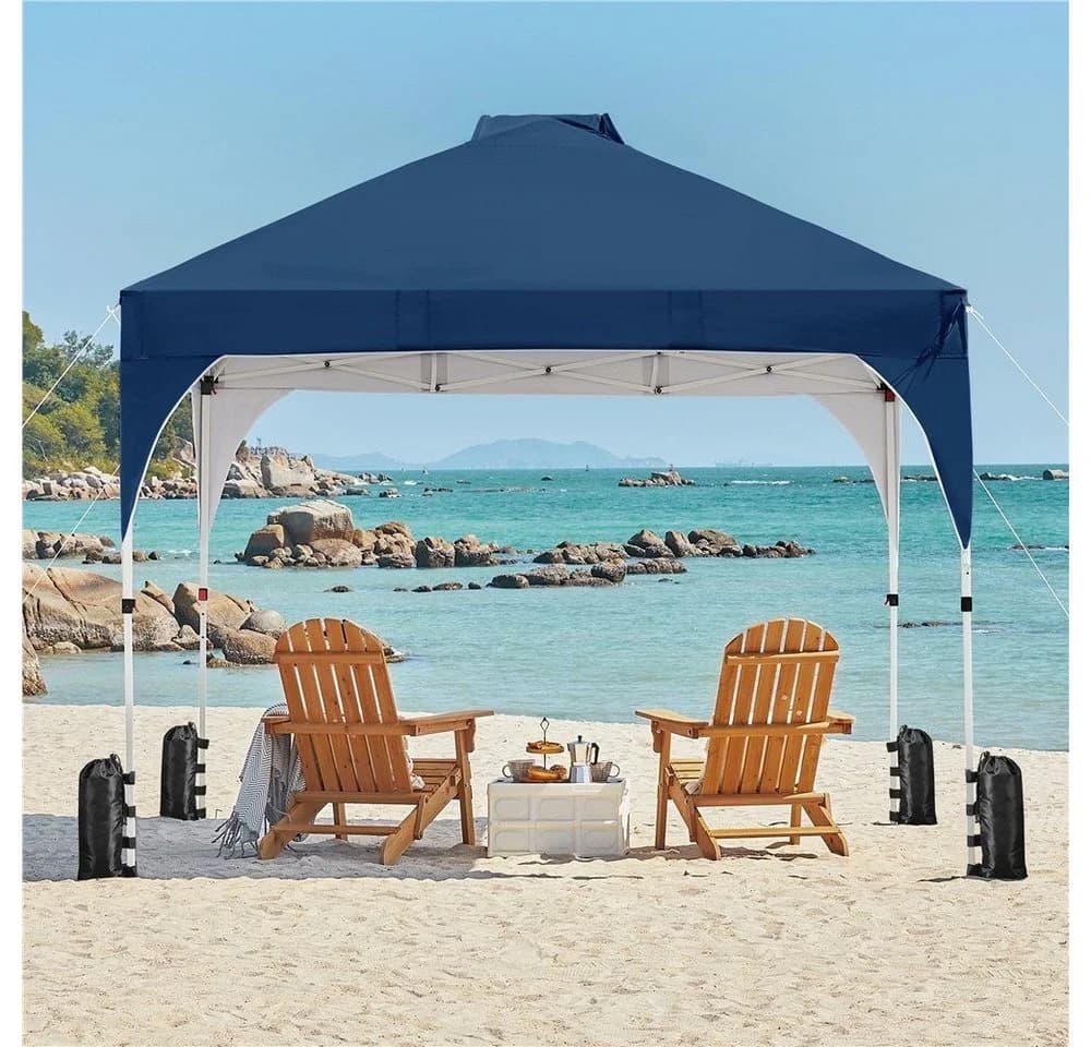 Yaheetech Faltpavillon 3x3m Blau Höhenverstellbar mit Rollen - Bild 3