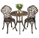Yaheetech Balkonset 3er Gartenmöbel-Set 2 Stühle & 1 Runder Tisch Bronze Bild 2