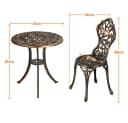 Yaheetech Balkonset 3er Gartenmöbel-Set 2 Stühle & 1 Runder Tisch Bronze Bild 5