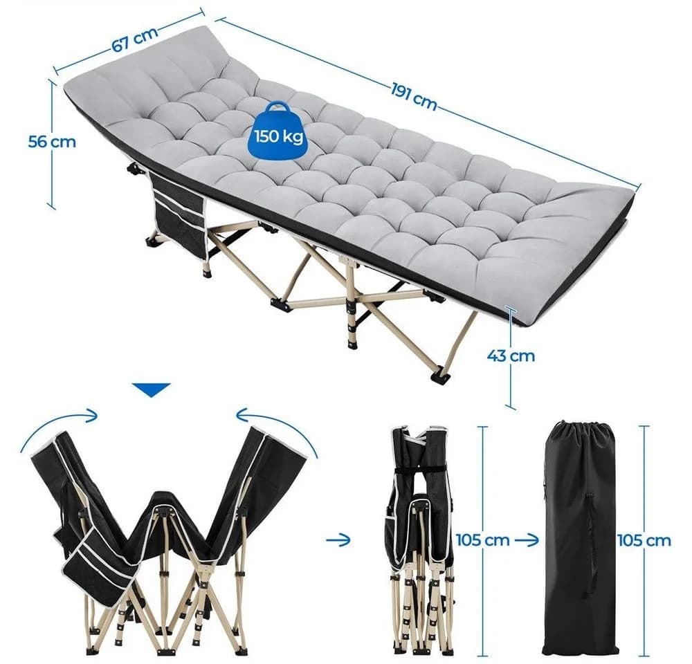 Yaheetech Feldbett Campingbett mit Tragetasche & Seitentasche & Matratze - Bild 4