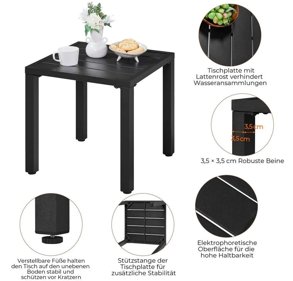 Yaheetech Gartentisch Beistelltisch Metall Quadratisch - Bild 5