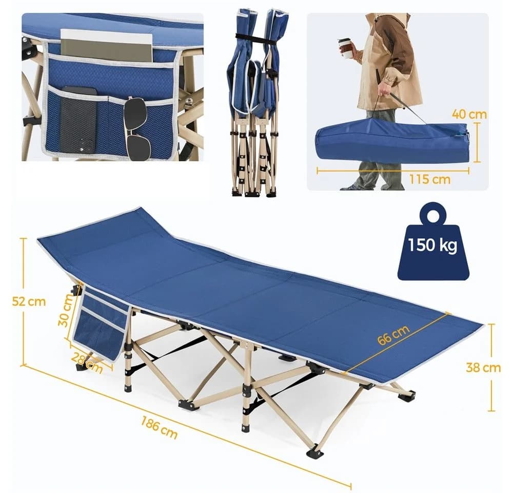 Yaheetech Klappbett Campingbett mit Tragetasche Blau - Bild 4