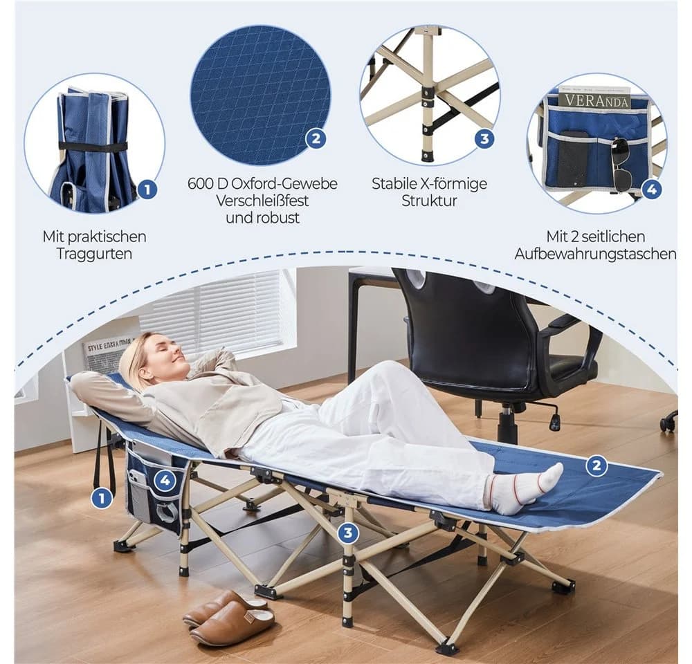 Yaheetech Klappbett Campingbett mit Tragetasche Blau - Bild 5
