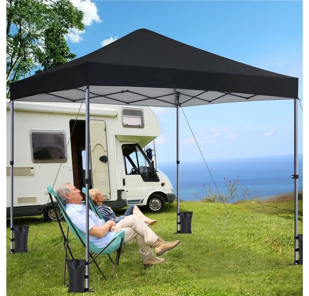 Yaheetech Faltpavillon 3x3m Schwarz Höhenverstellbar UV-Schutz