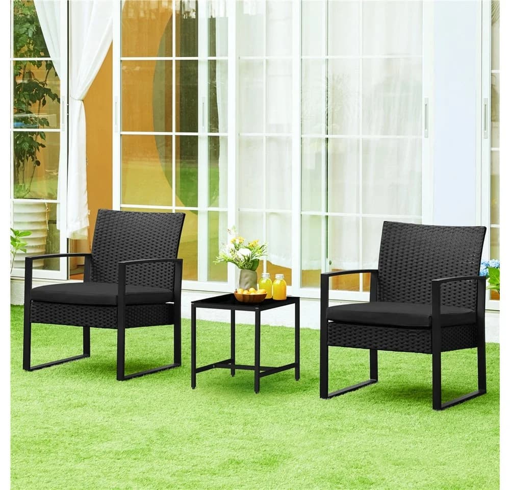 Elegantes Balkonset aus Polyrattan, Metall und Glas - Bild 3