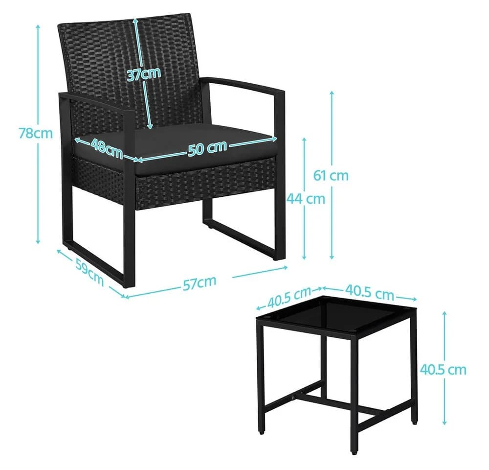 Elegantes Balkonset aus Polyrattan, Metall und Glas - Bild 4