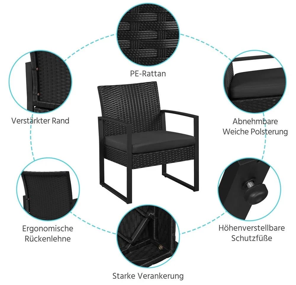 Elegantes Balkonset aus Polyrattan, Metall und Glas - Bild 5