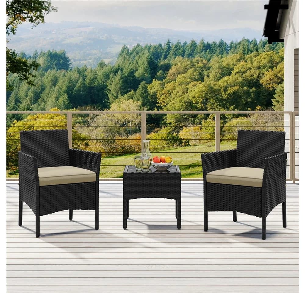 Yaheetech Balkonset Gartenmöbel-Set 3-Teilig Rattanoptik 2 Personen - Bild 2