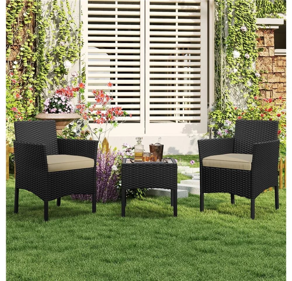 Yaheetech Balkonset Gartenmöbel-Set 3-Teilig Rattanoptik 2 Personen - Bild 3