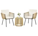 Yaheetech Balkonset 3-teilig Rattan mit 2 Sesseln & Glas-Tisch Bild 2