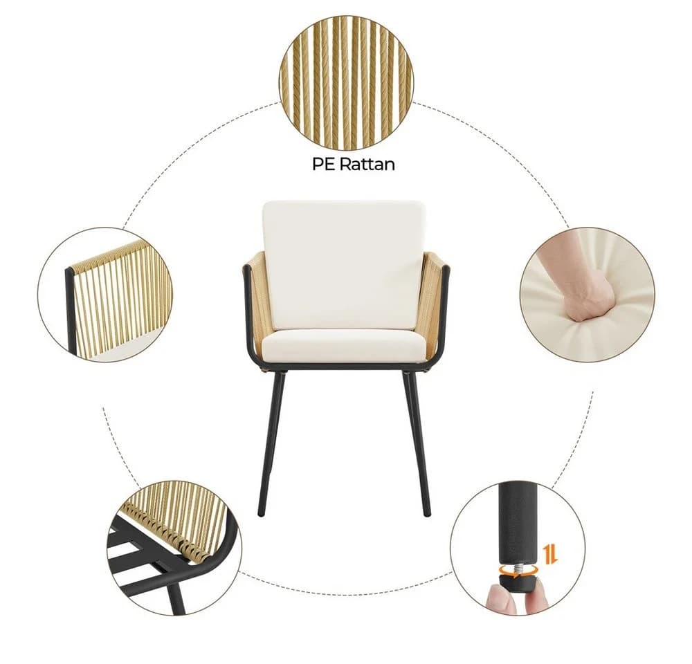 Yaheetech Balkonset 3-teilig Rattan mit 2 Sesseln & Glas-Tisch - Bild 5