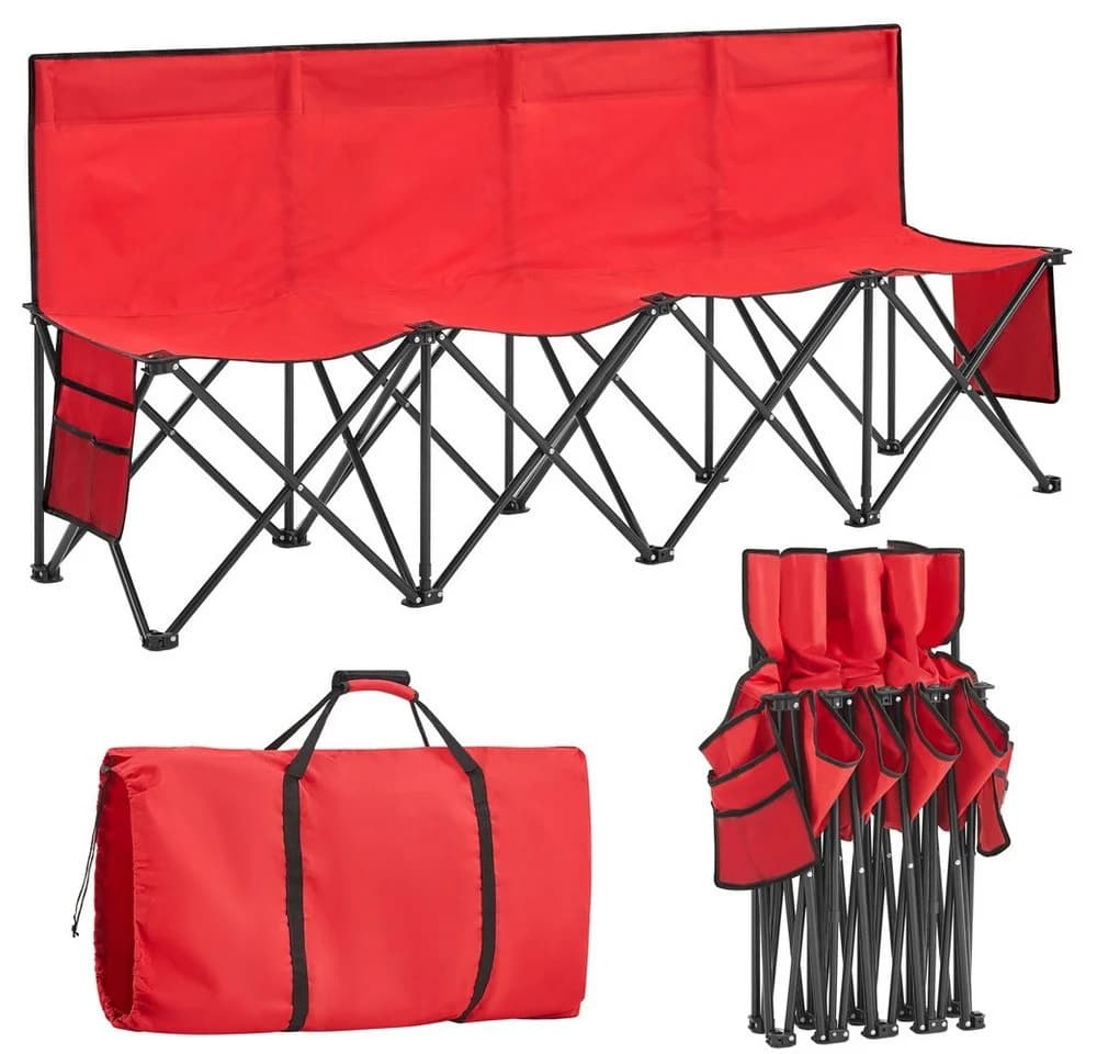 Yaheetech Klappbare Campingbank 4-Sitzer Rot mit Tragtasche - Bild 2