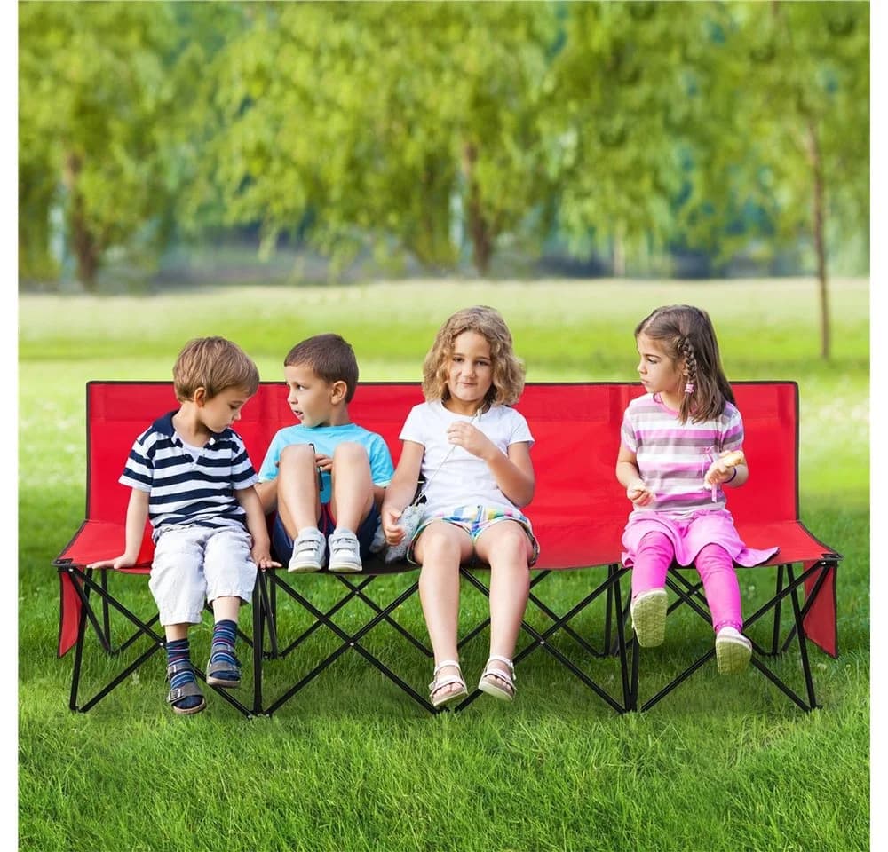 Yaheetech Klappbare Campingbank 4-Sitzer Rot mit Tragtasche - Bild 3