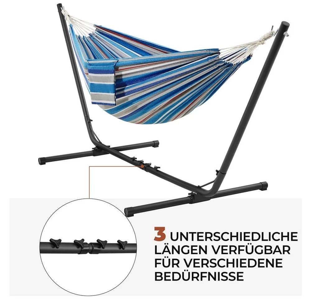 Yaheetech Hängematte mit Gestell Blau-Rot 205 kg Traglast - Bild 5