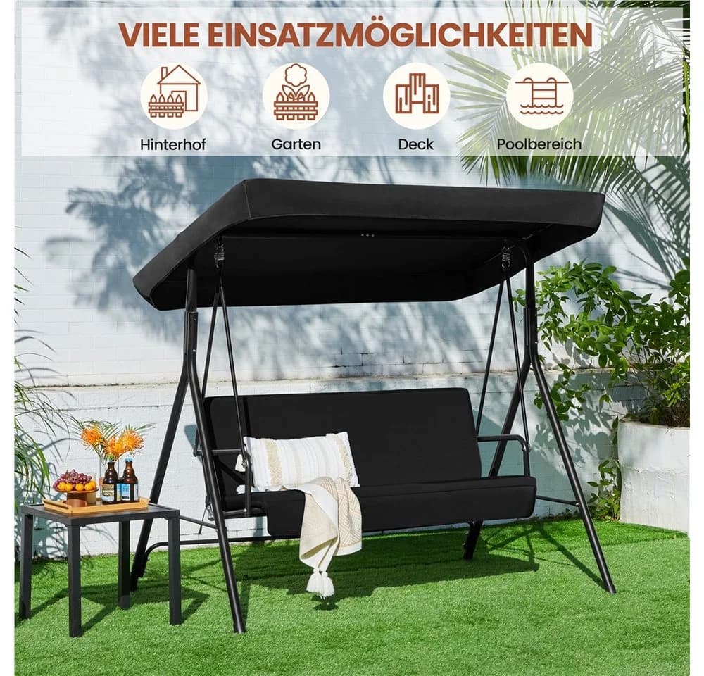 Yaheetech Hollywoodschaukel 2-Sitzer 3-Sitzer Schaukelbank mit Sonnendach