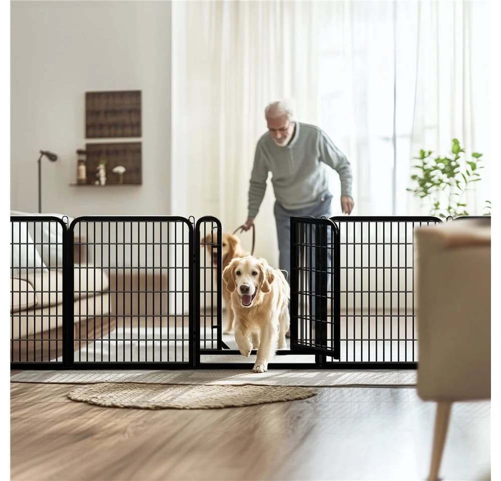 Yaheetech Welpenlaufstall 8-teilig Schwarz Metall - Bild 3