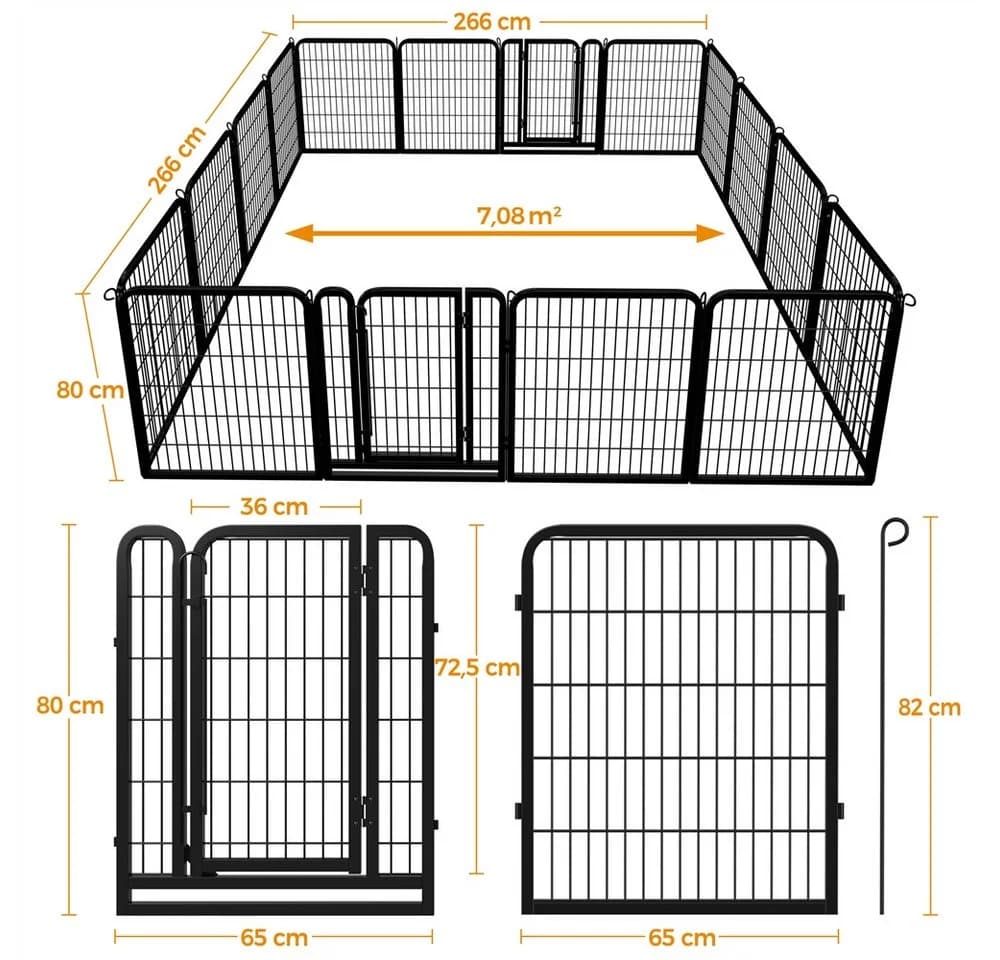 Yaheetech Welpenlaufstall 8-teilig Schwarz Metall - Bild 5