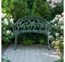 Yaheetech Gartenbank Metall 2-Sitzer Rosenmuster Bild 1