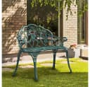 Yaheetech Gartenbank Metall 2-Sitzer Rosenmuster Bild 3