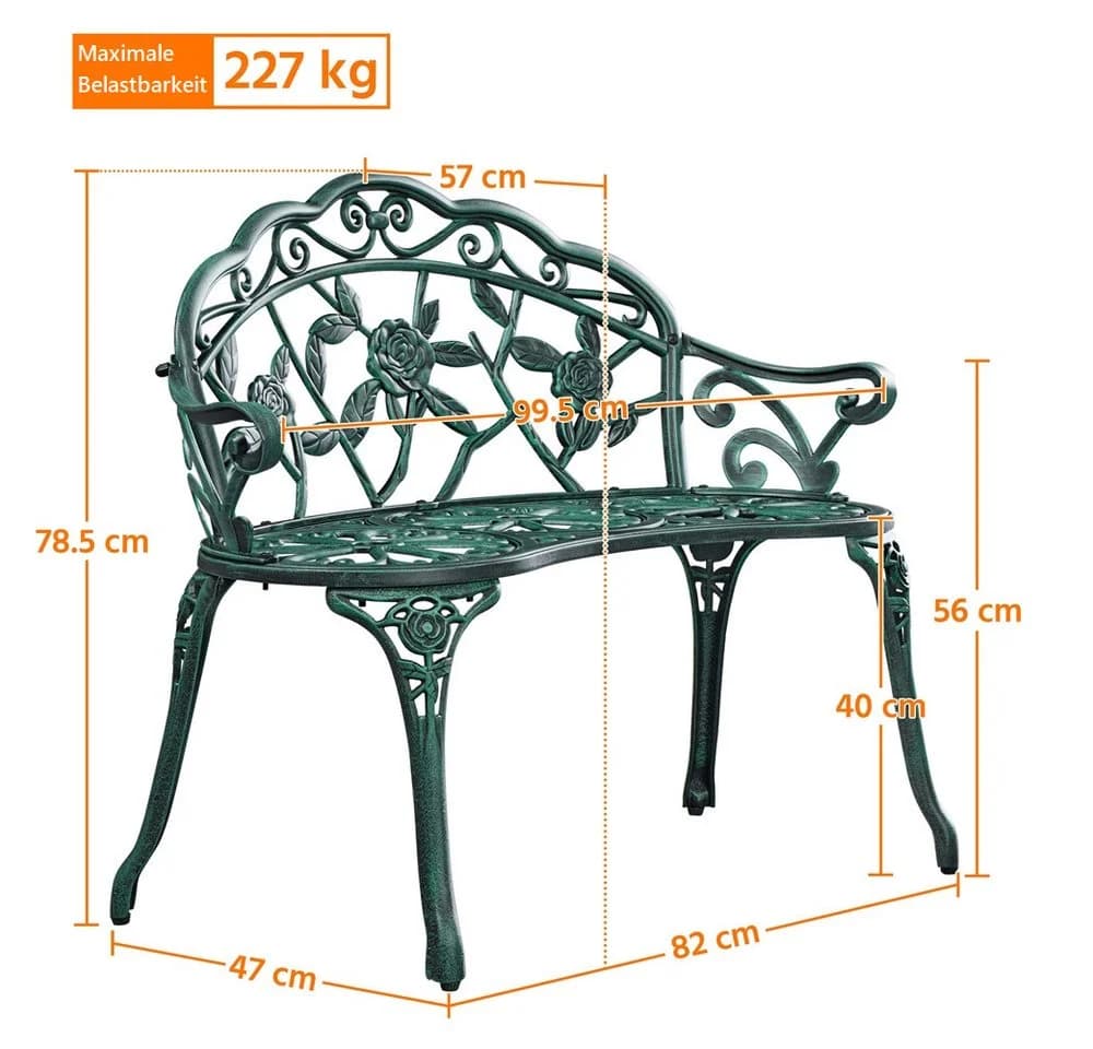 Yaheetech Gartenbank Metall 2-Sitzer Rosenmuster - Bild 4