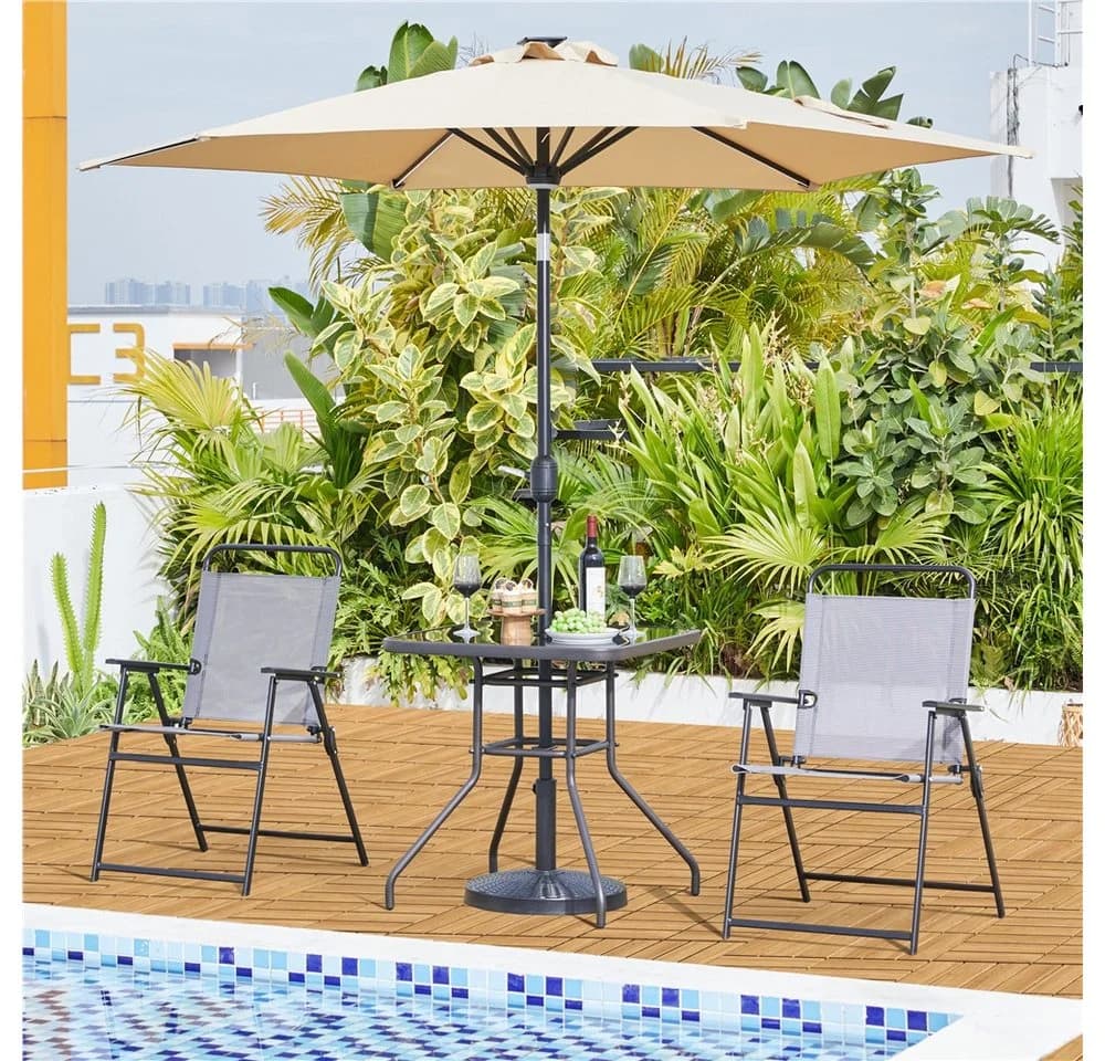 Yaheetech Gartentisch mit Schirmloch 70x70 cm
