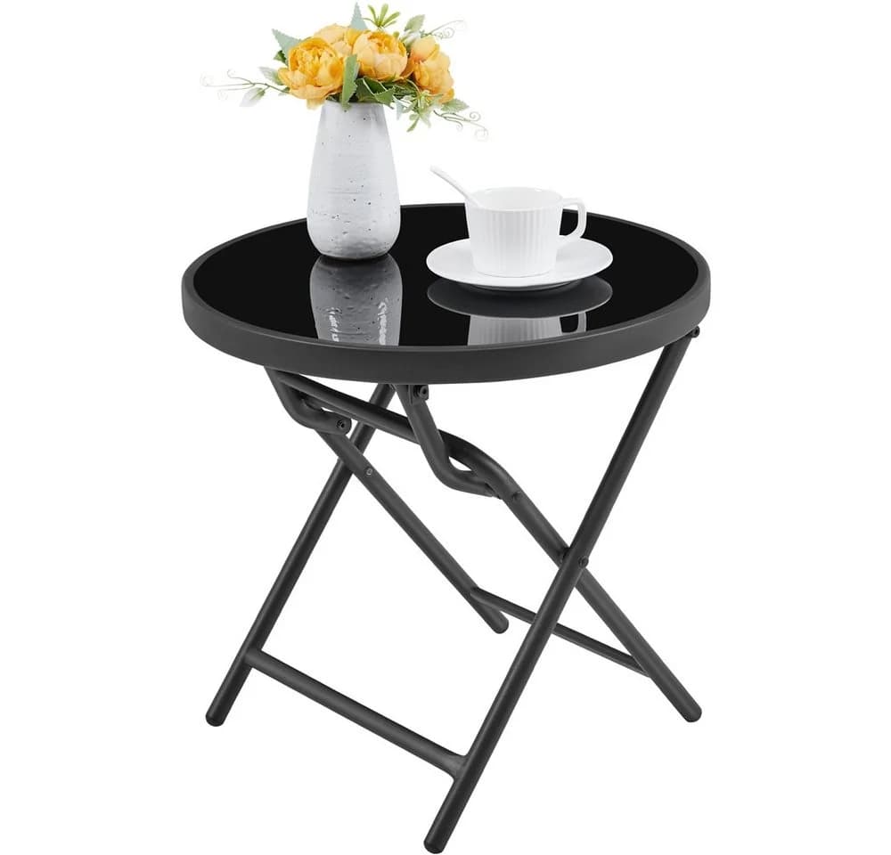 Yaheetech Gartentisch Klappbar Ø46 cm Schwarz - Bild 2