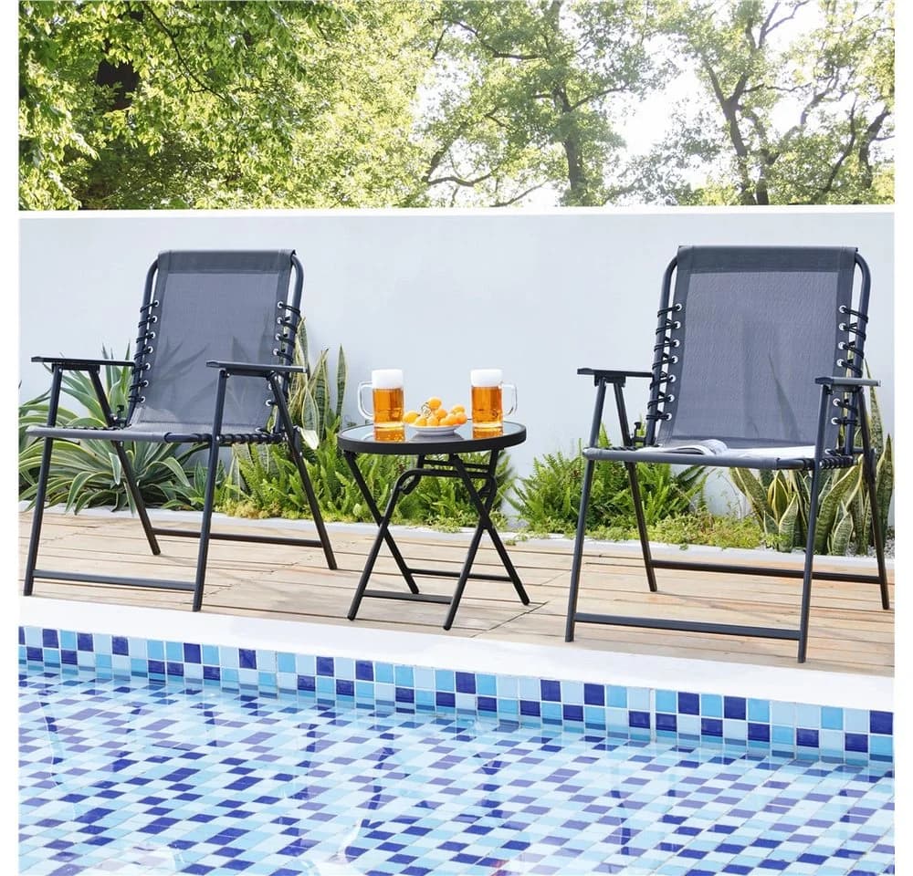 Yaheetech Gartentisch Klappbar Ø46 cm Schwarz - Bild 3