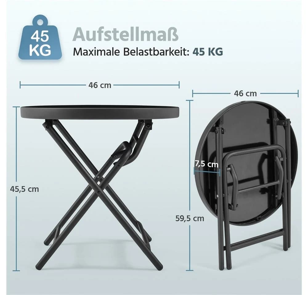 Yaheetech Gartentisch Klappbar Ø46 cm Schwarz - Bild 4